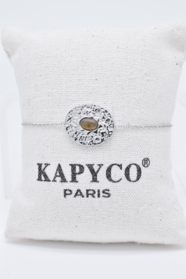 Grossiste Kapyco - Bracelet en acier inoxydable argenté avec pierre naturelle