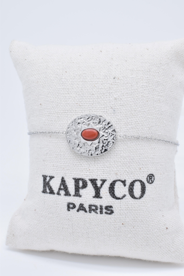 Grossiste Kapyco - Bracelet en acier inoxydable argenté avec pierre naturelle