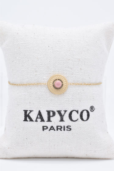 Wholesaler Kapyco - Silver stainless steel bracelet with natural stone