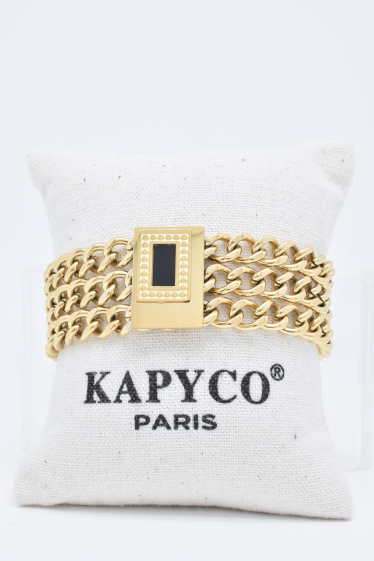 Wholesaler Kapyco - Mother-of-pearl bracelet in golden stainless steel