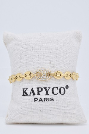 Grossiste Kapyco - Bracelet grain de café avec cristaux en acier inoxydable