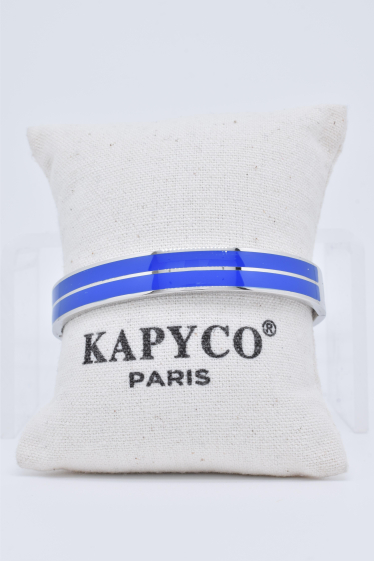 Grossiste Kapyco - Bracelet jonc acier argenté en émail
