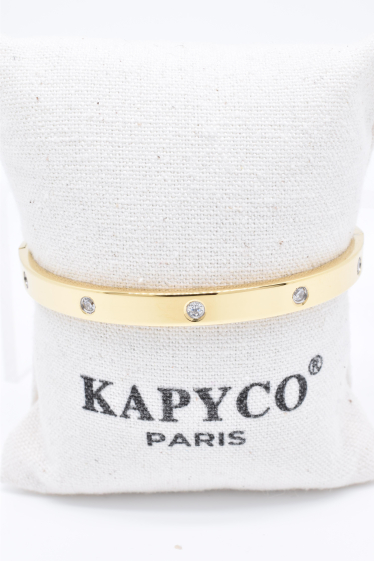 Wholesaler Kapyco - Silver steel bangle with crystals
