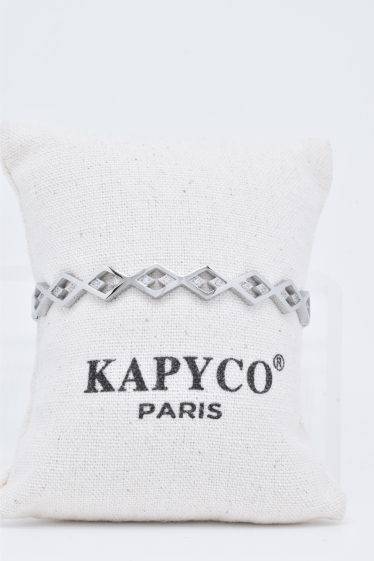 Grossiste Kapyco - Bracelet jonc en acier argenté avec des cristaux