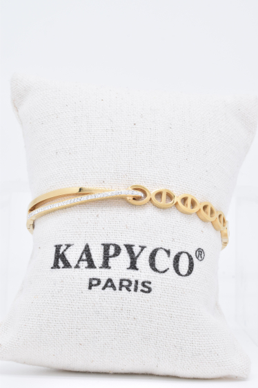 Grossiste Kapyco - Bracelet jonc en acier doré avec des cristaux