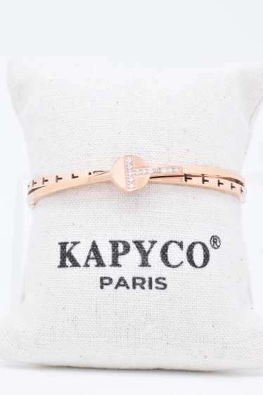 Grossiste Kapyco - Bracelet jonc en acier rosé