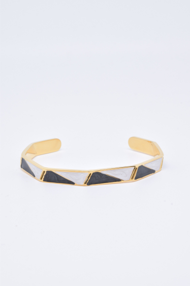 Wholesaler Kapyco - Adjustable enamel bangle bracelet in gold-plated steel