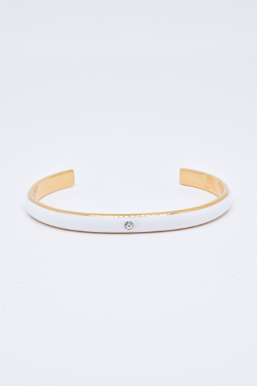 Wholesaler Kapyco - Adjustable enamel bangle bracelet in gold-plated steel
