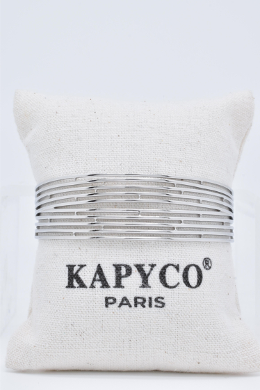 Grossiste Kapyco - Bracelet jonc réglable en acier argenté