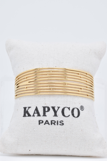 Grossiste Kapyco - Bracelet jonc réglable en acier doré