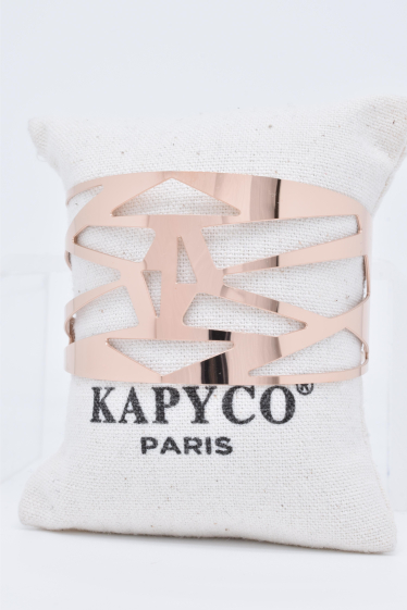 Grossiste Kapyco - Bracelet jonc réglable en acier rosé