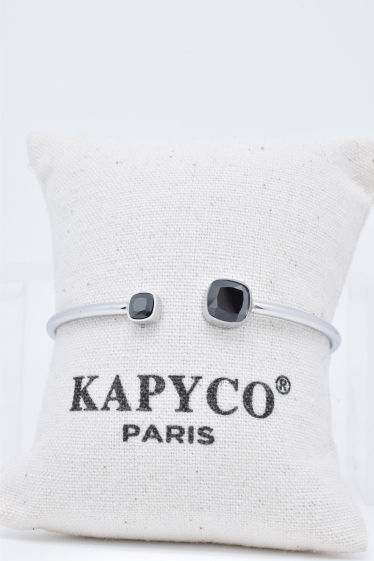 Grossiste Kapyco - Bracelet jonc souple en acier argenté