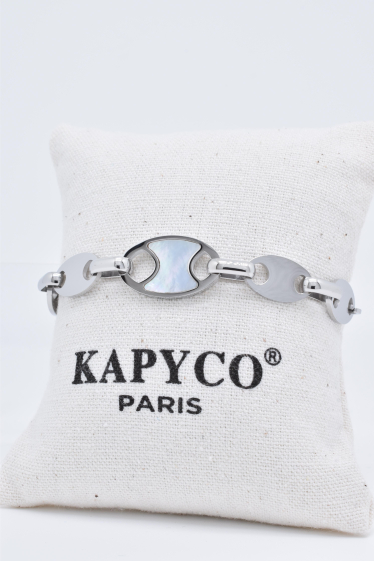 Wholesaler Kapyco - Stainless steel mother-of-pearl link bracelet