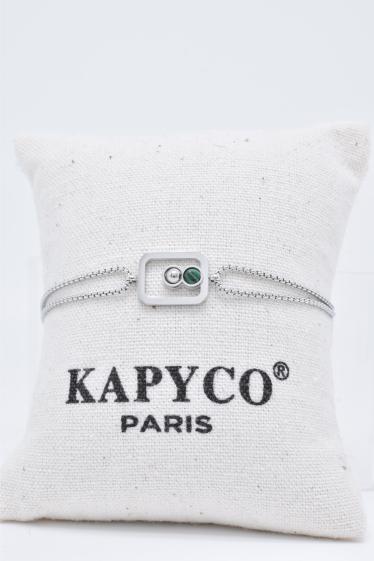 Wholesaler Kapyco - Black agate bracelet in stainless steel