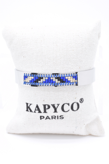 Grossiste Kapyco - Bracelet Miyuki jonc en acier inoxydable argenté