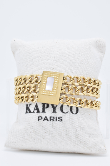 Wholesaler Kapyco - Mother-of-pearl bracelet in golden stainless steel