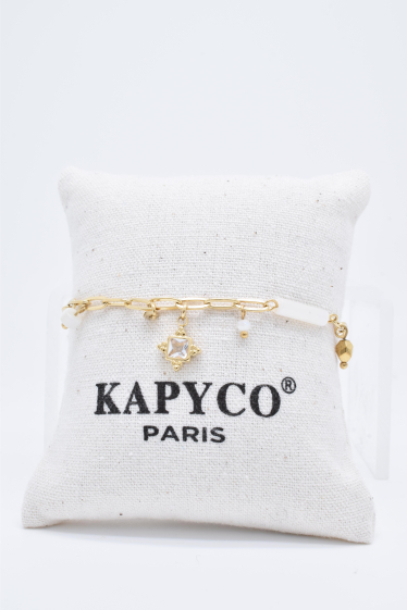 Grossiste Kapyco - Bracelet nacre et cristal en acier inoxydable