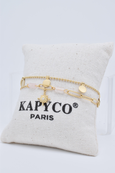 Grossiste Kapyco - Bracelet pampille pierre naturelle en acier inoxydable