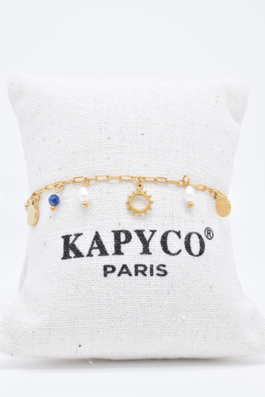 Wholesaler Kapyco - Pearl and sun bracelet in silver steel