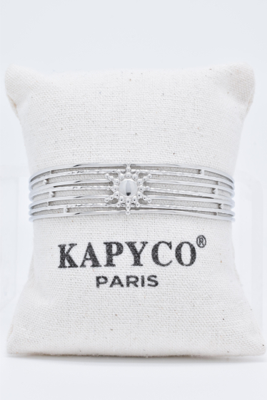 Wholesaler Kapyco - Adjustable sun bangle bracelet in silver steel