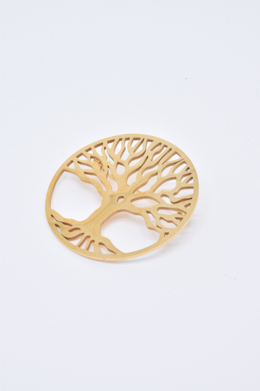 Grossiste Kapyco - Broche épingle motif arbre de vie en acier inoxydable