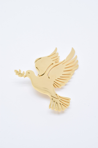 Wholesaler Kapyco - Dove pattern pin brooch in stainless steel