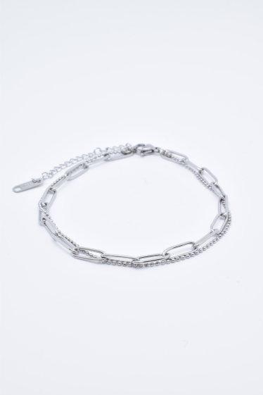 Wholesaler Kapyco - Two-row anklet in silver steel