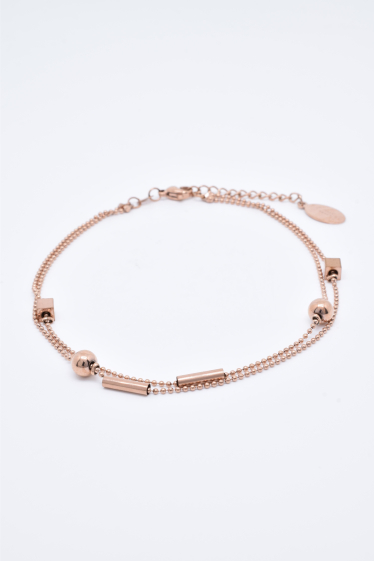 Wholesaler Kapyco - Two-row anklet in silver steel