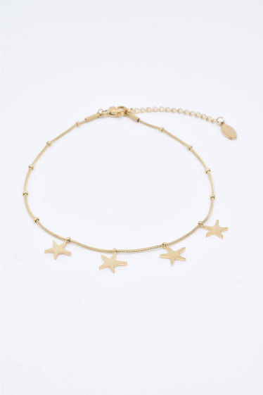 Wholesaler Kapyco - Starfish anklet in gold-plated steel