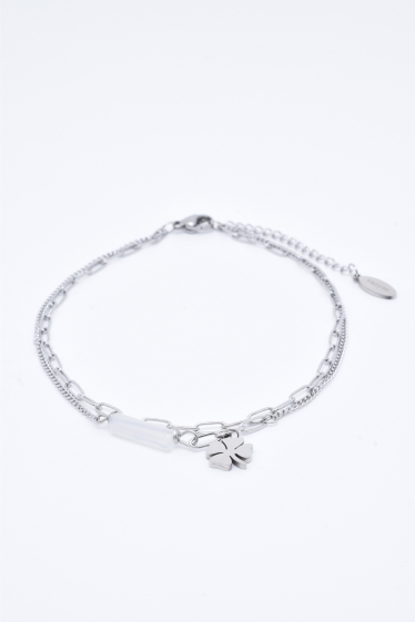 Wholesaler Kapyco - Two-row clover anklet in gold-plated steel