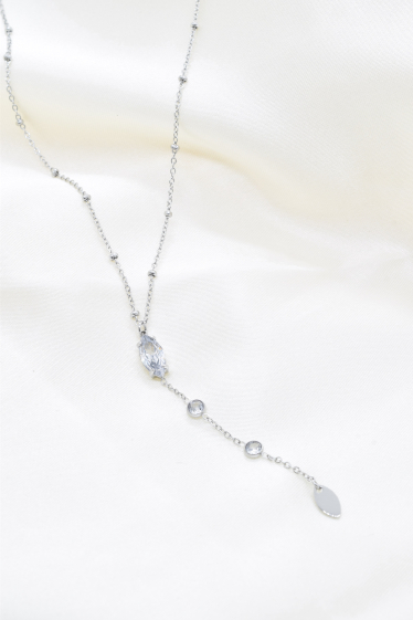 Wholesaler Kapyco - Y-shaped crystal necklace in stainless steel