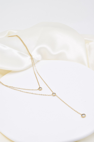 Wholesaler Kapyco - Double row crystal necklace in stainless steel