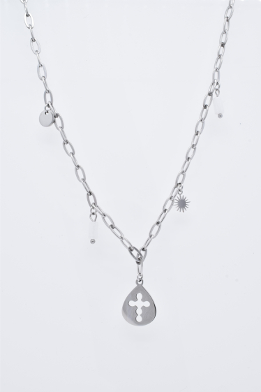 Wholesaler Kapyco - Silver stainless steel cross necklace