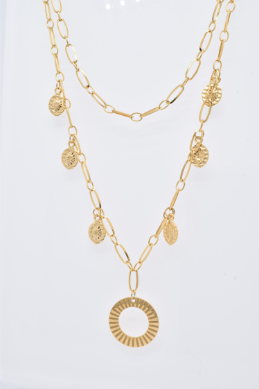 Wholesaler Kapyco - Two-row necklace in gold-plated steel