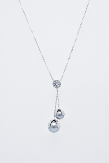 Grossiste Kapyco - Collier en acier argenté avec perles