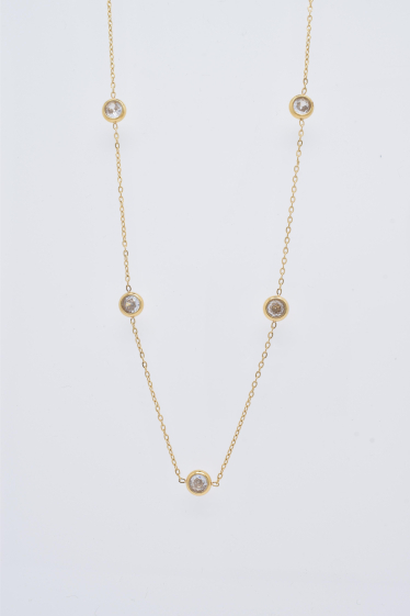 Wholesaler Kapyco - Silver steel necklace with crystals