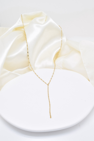 Wholesaler Kapyco - Y-shaped necklace in gold-tone stainless steel