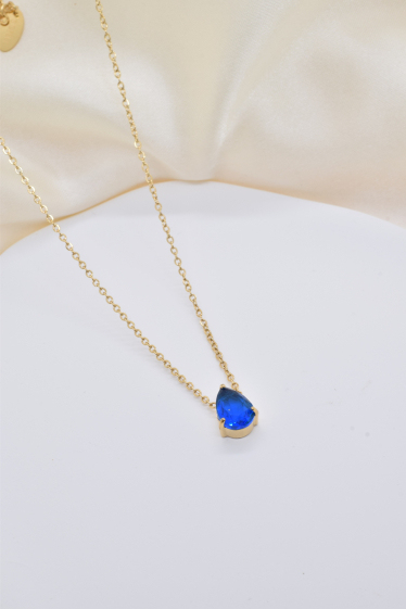 Wholesaler Kapyco - Crystal drop necklace in gold stainless steel