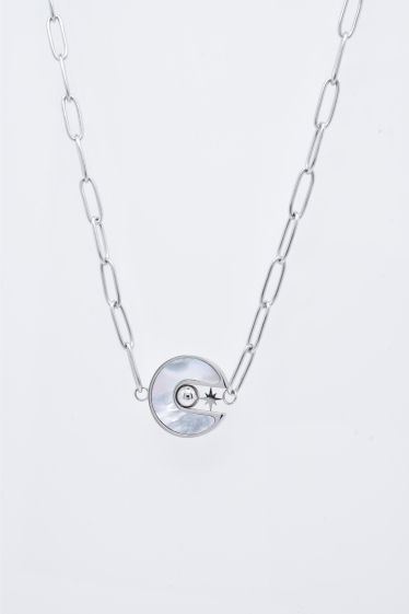 Wholesaler Kapyco - Mother-of-pearl and north star necklace in silver steel