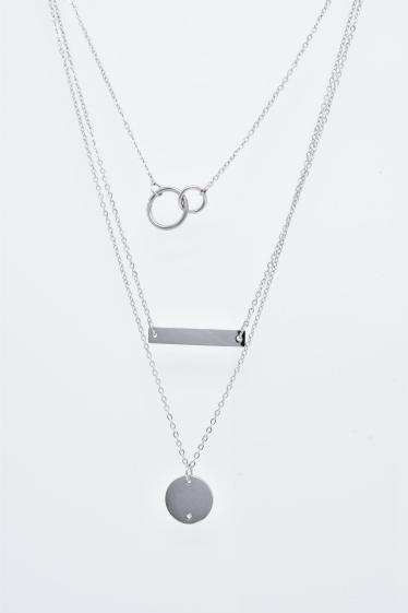 Wholesaler Kapyco - Triple chain necklace in silver steel