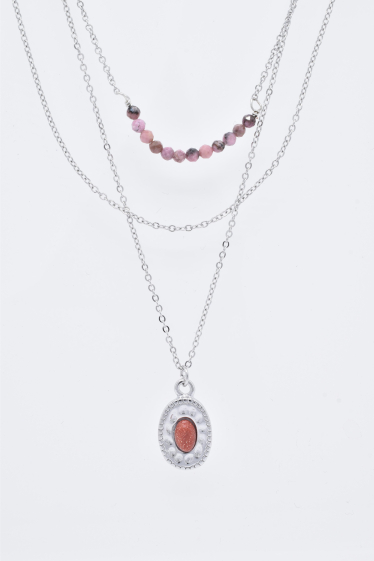 Wholesaler Kapyco - Three row necklace in silver steel