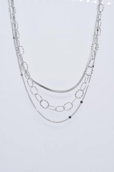 Wholesaler Kapyco - Three row necklace in silver steel