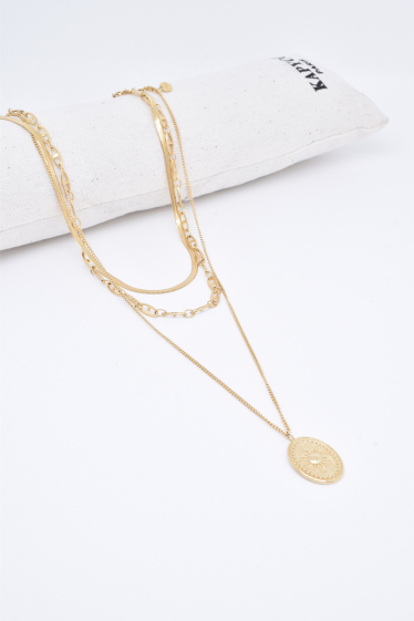 Wholesaler Kapyco - Three-row necklace in gold-plated steel