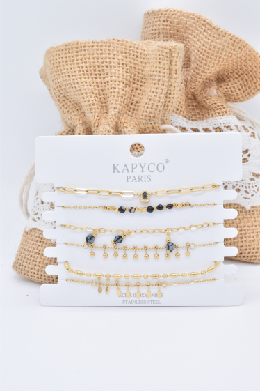 Wholesaler Kapyco - Set of 6 golden steel bracelets