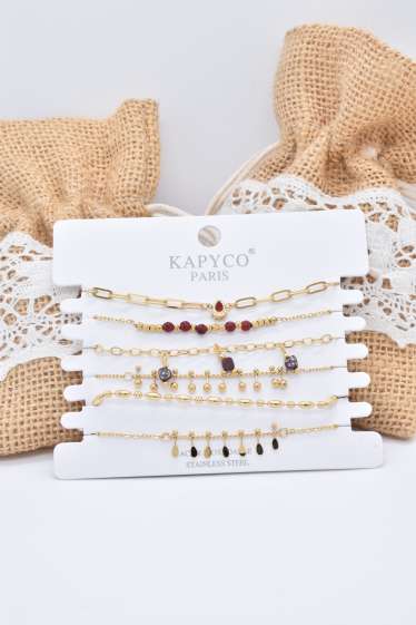 Wholesaler Kapyco - Set of 6 golden steel bracelets