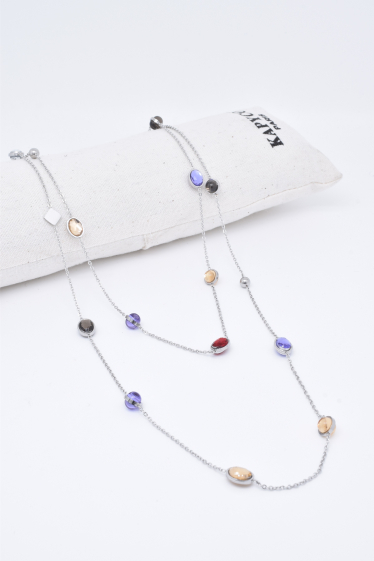 Wholesaler Kapyco - Multicolored crystal necklace in silver steel