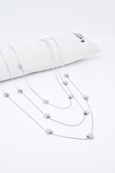 Wholesaler Kapyco - Multicolored crystal necklace in silver steel