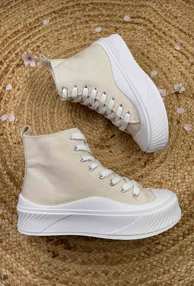 High canvas sneakers with chunky sole