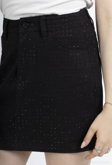 Grossiste KATE DENIM - Mini jupe strass noirs