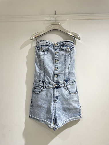 Grossiste Kathy Jeans - Combinaison bustier short jean